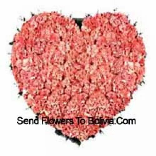 Heart Shaped Arrangement Of 101 Pink Carnations